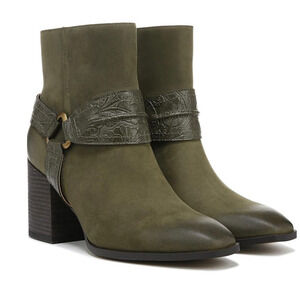 NEW Vionic Carnelia Boot Green Nubuck Leather Water Resistant Ankle Bootie 9